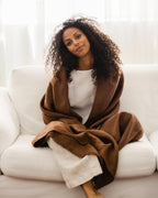 Heavyweight linen throw blanket in Chocolate brown
