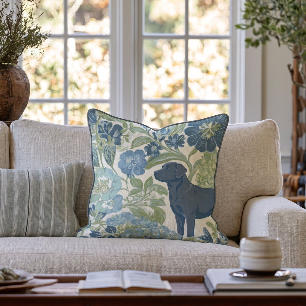 Labrador Retriever in the Flowers Throw Pillow