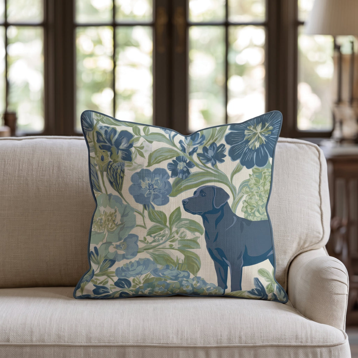 Labrador Retriever in the Flowers Throw Pillow