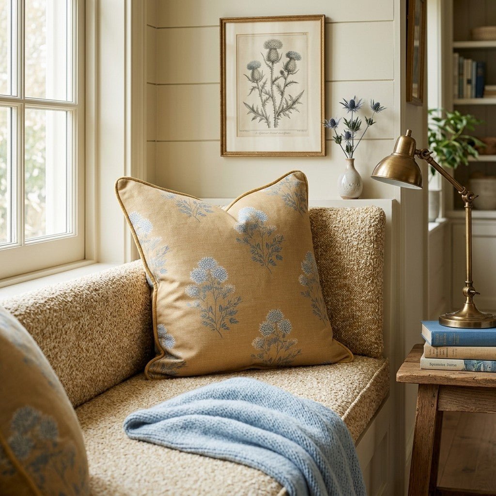 Mustard Textile Bloom Throw Pillow