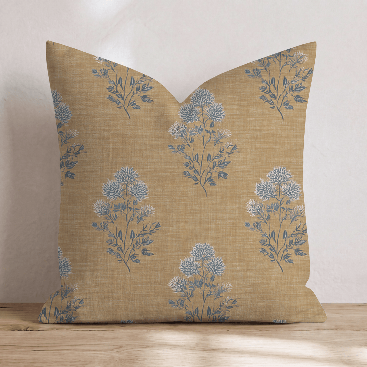 Mustard Textile Bloom Throw Pillow