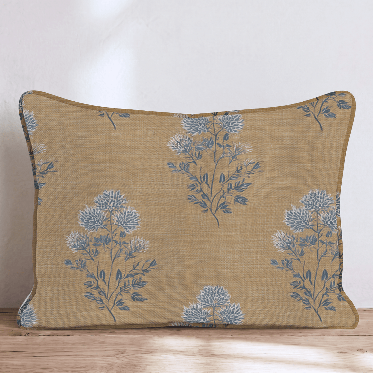 Mustard Textile Bloom Throw Pillow