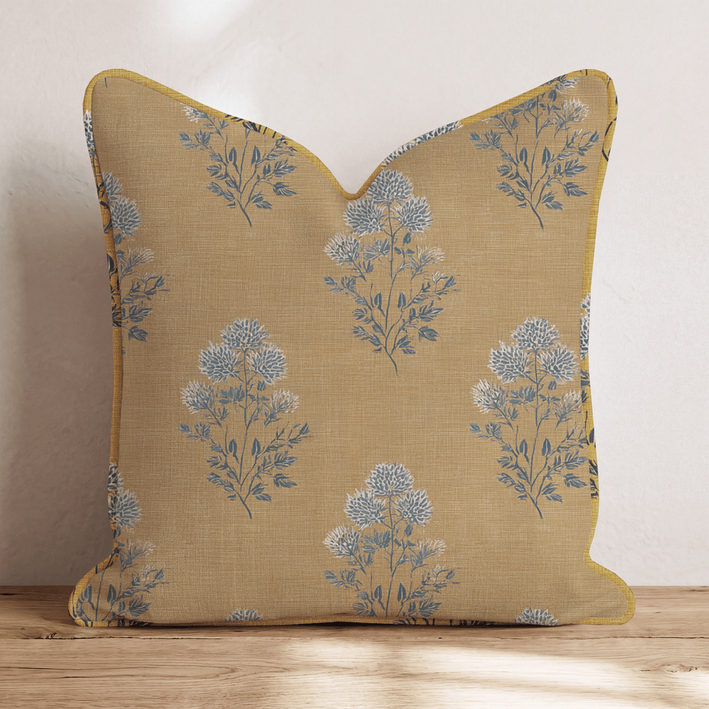 Mustard Textile Bloom Throw Pillow