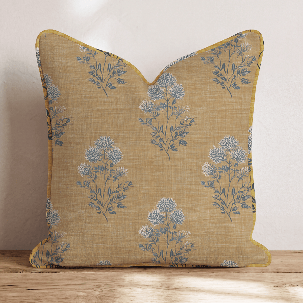Mustard Textile Bloom Throw Pillow