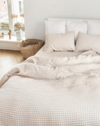Natural gingham linen fitted sheet