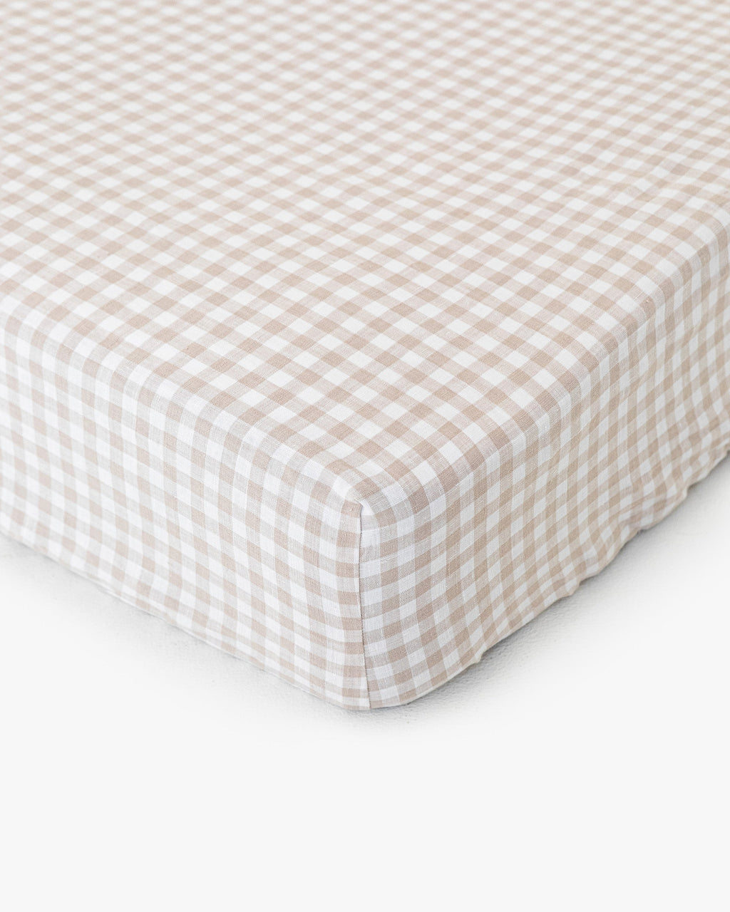 Natural gingham linen fitted sheet