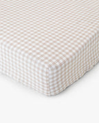 Natural gingham linen fitted sheet