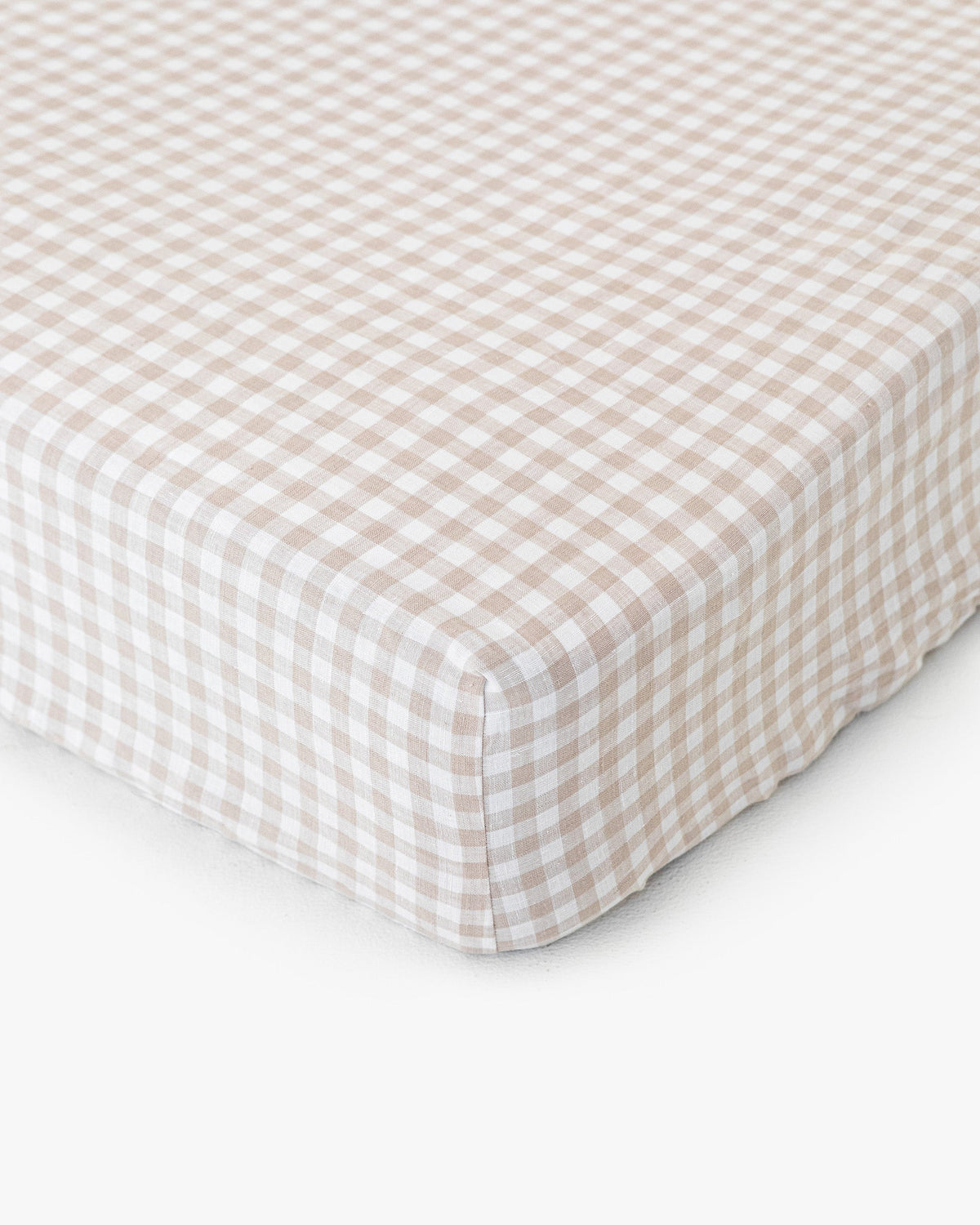 Natural gingham linen fitted sheet