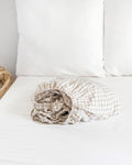 Natural gingham linen fitted sheet