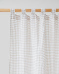 Tab top linen curtain panel (1 pcs) in Natural gingham