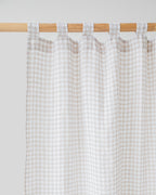 Tab top linen curtain panel (1 pcs) in Natural gingham