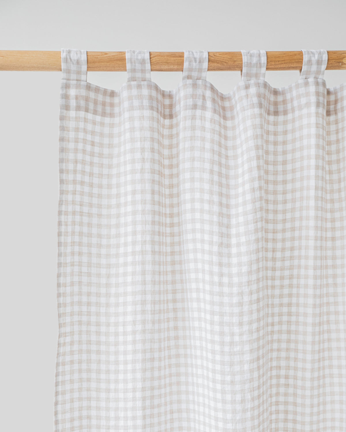 Tab top linen curtain panel (1 pcs) in Natural gingham