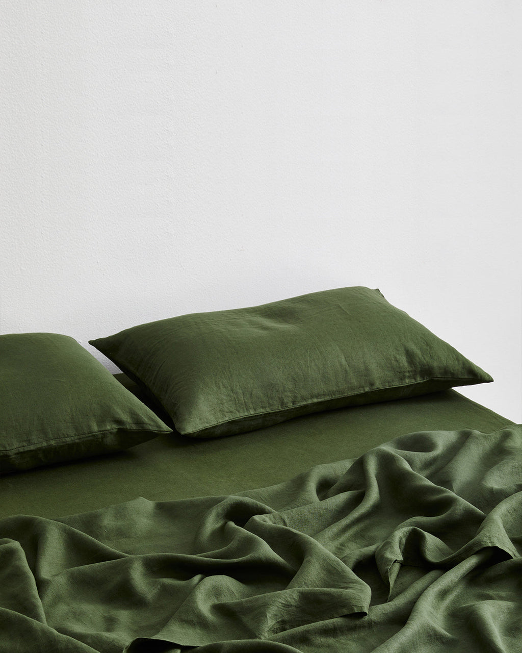 Olive 100% French Flax Linen Fitted Sheet