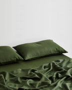 Olive 100% French Flax Linen Fitted Sheet