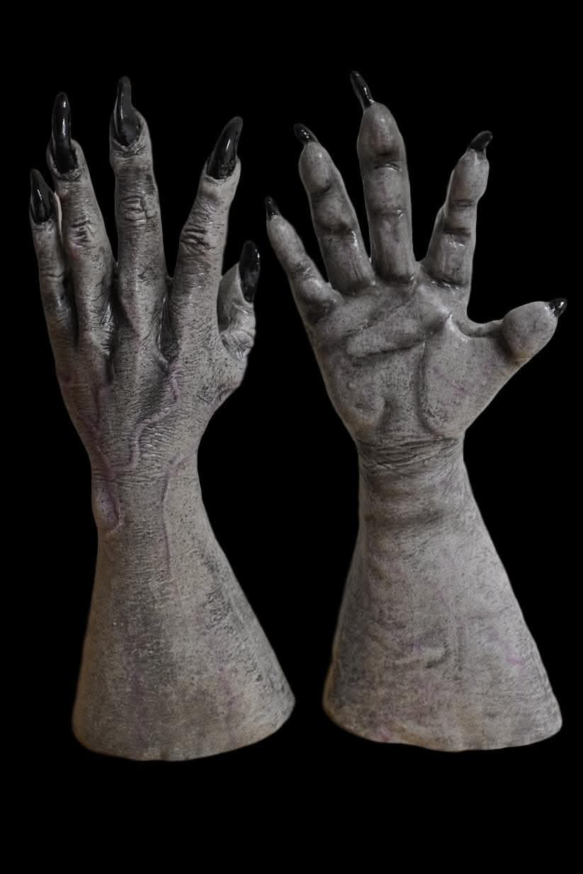 "Alien Grey Halloween Mask and Hand Set" view 4