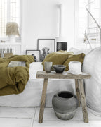 Olive green linen duvet cover