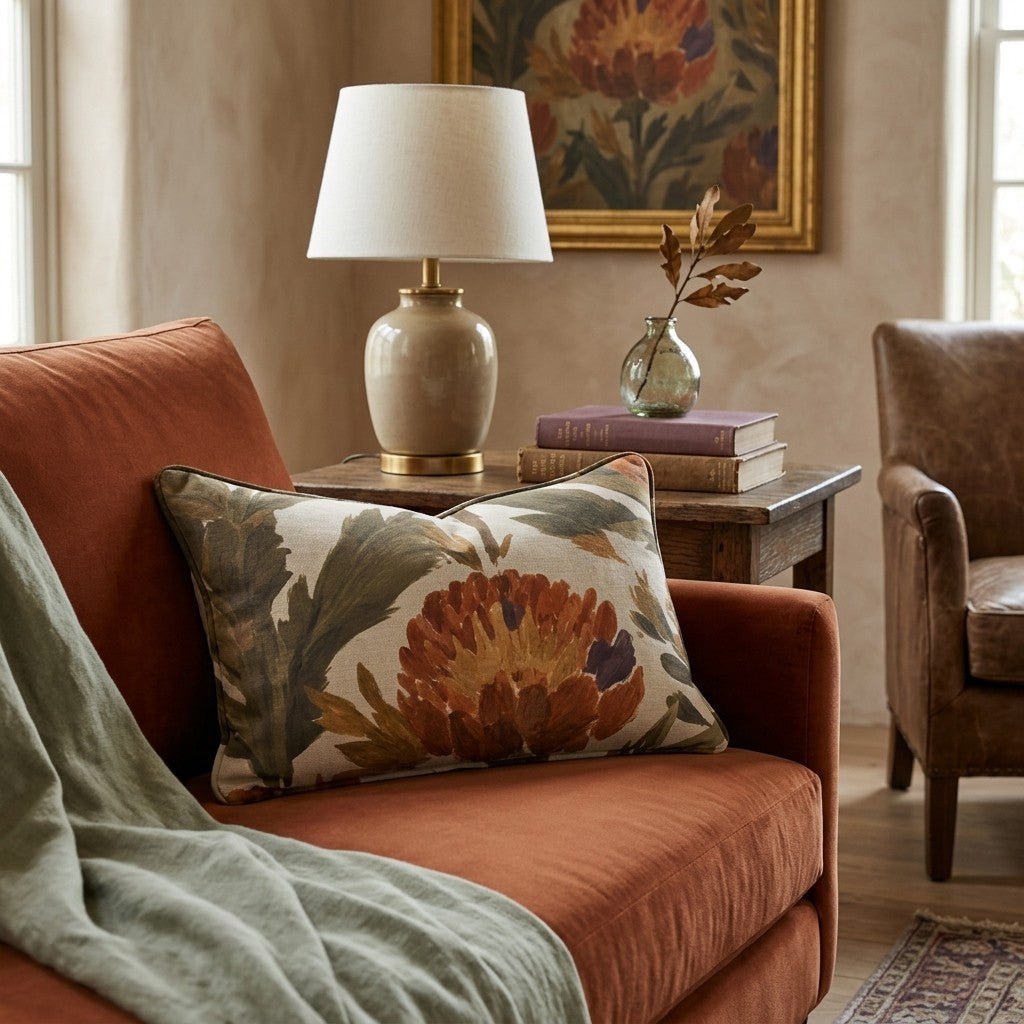 Orange Garden Thistle Throw Pillow