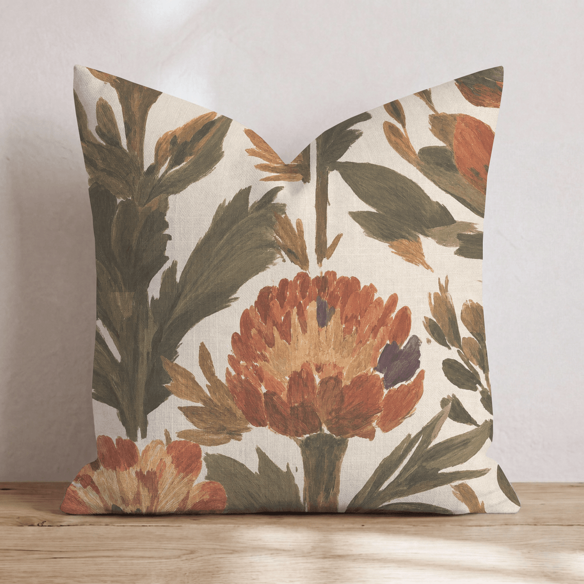 Orange Garden Thistle Throw Pillow