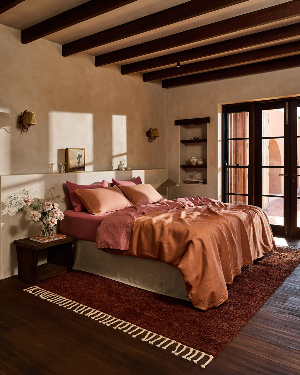 Pink Clay 100% French Flax Linen Fitted Sheet