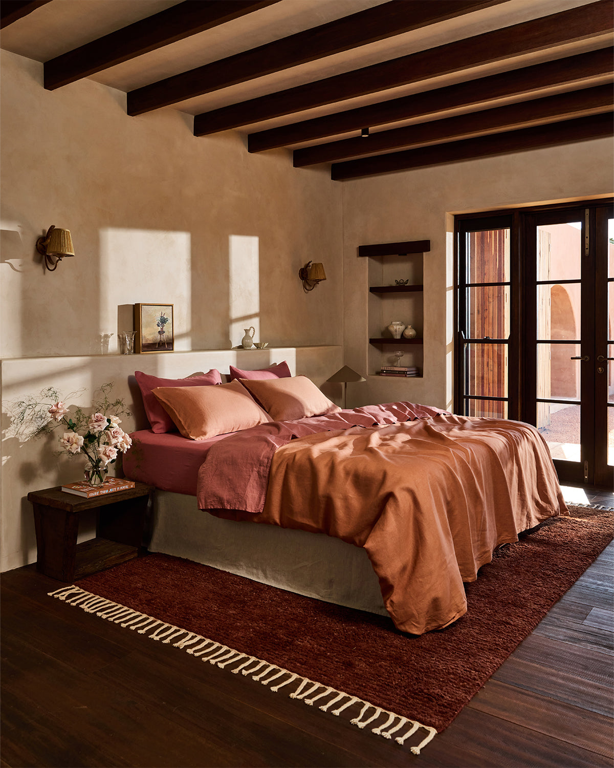 Pink Clay 100% French Flax Linen Fitted Sheet