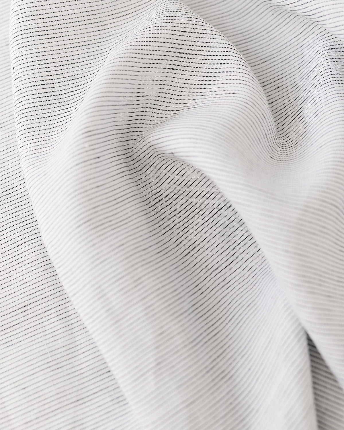 Pinstripe black linen fitted sheet
