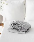 Pinstripe black linen fitted sheet