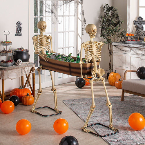 5 Ft Skeletons Carrying Coffin Cooler Prop view 2