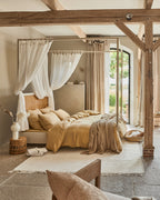 Sandy beige linen fitted sheet