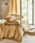 Sandy beige linen fitted sheet