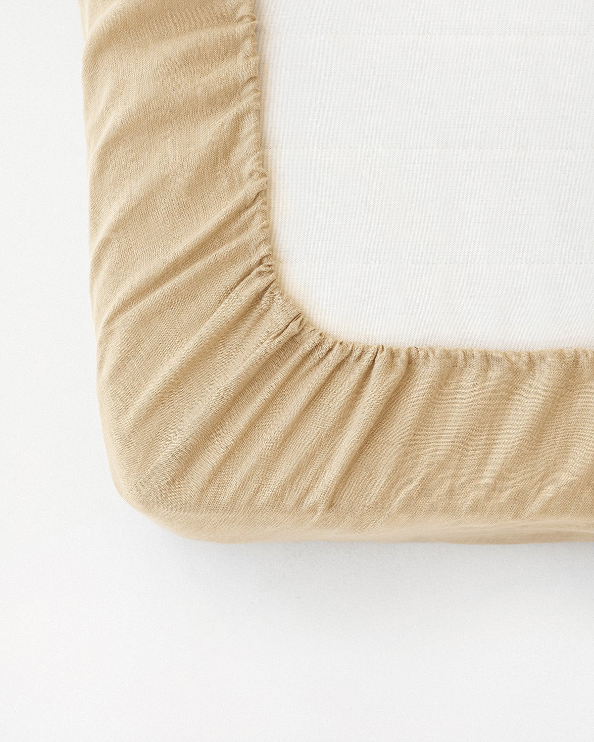 Sandy beige linen fitted sheet