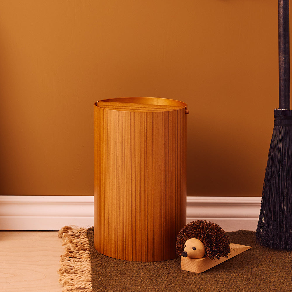 Wooden Waste Basket with Lid - Large