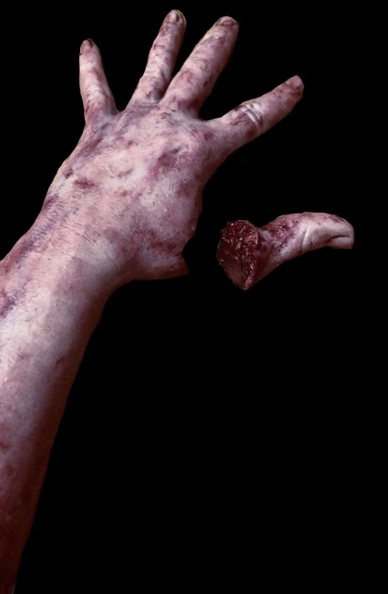 "Severed Silicone Arm with Magnetic Thumb" Bloody Body Part Halloween Prop Halloween decoration