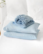 Sky blue linen-cotton sheet set