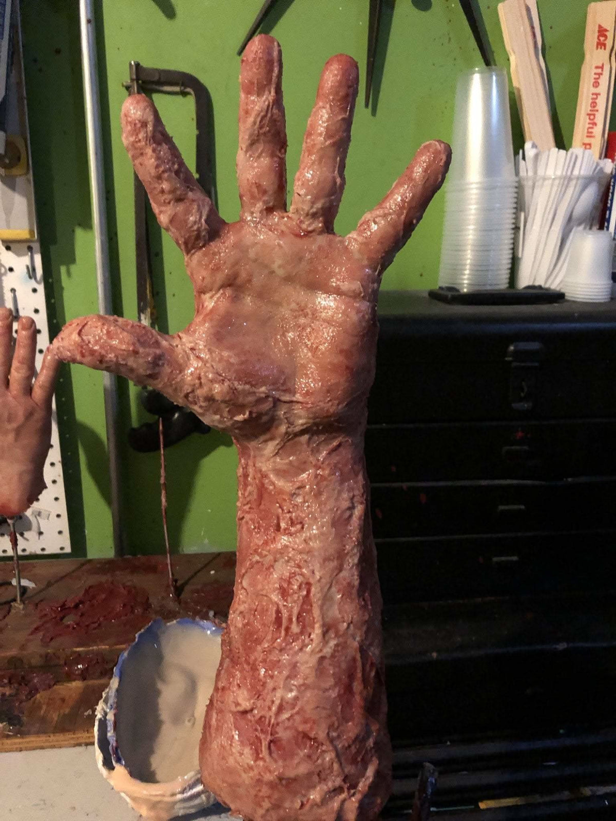 "Silicone Burned Male Arm" Body Part Halloween Prop view 2