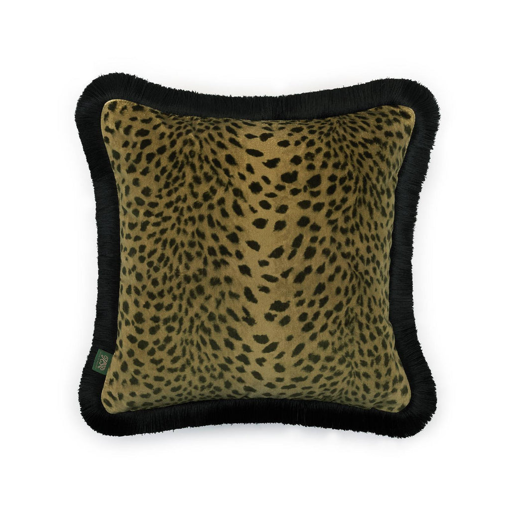 SAVANNA Velvet Medium Fringed Cushion - Auric