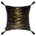 CASPIAN Velvet Large Tassel Cushion - Cocoa