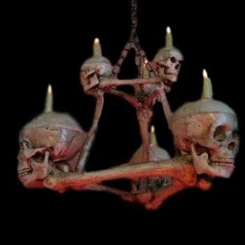 "Two-Tiered Skull/Bone Chandelier" Haunted House Lighting Halloween decoration