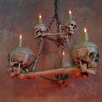 "Two-Tiered Skull/Bone Chandelier" Haunted House Lighting view 2