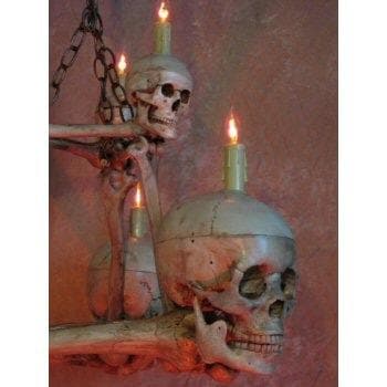 "Two-Tiered Skull/Bone Chandelier" Haunted House Lighting view 3