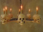 "Wagon Wheel Skull Chandelier" Haunted House Lighting view 4