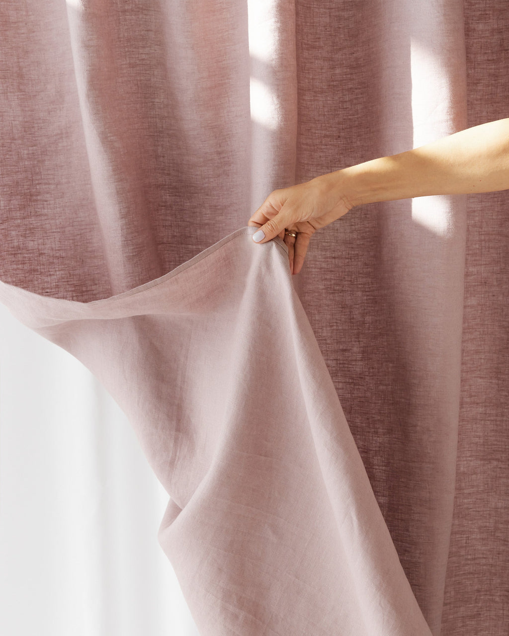 Linen Shower Curtain in Woodrose